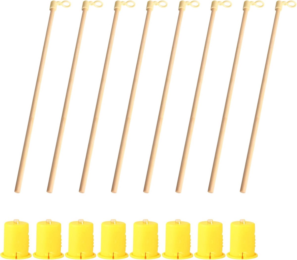 8 STUKS Mini LED-lichten en 8 STUKS houten lantaarnstokken, lantaarnstokken voor kinderen, houten lantaarnstokken met LED, lantaarnstokken, Geschikt voor Halloween, Martinsdag, kinderfeesten
