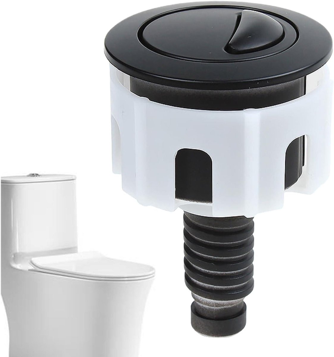 Toiletdrukknop Dubbel - WC Spoelknop - Water Besparen - Roestbestendig ABS - 7.5 cm - Zwart