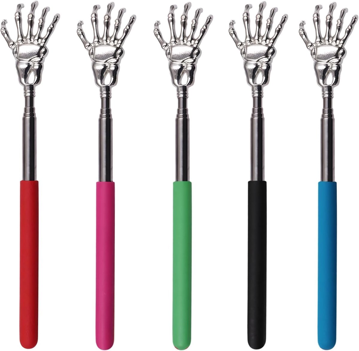 5 stuks telescopische rugkrabbers, voor mannen en vrouwen, grappige rugkrabber voor rug en hoofd, jeukverlichting