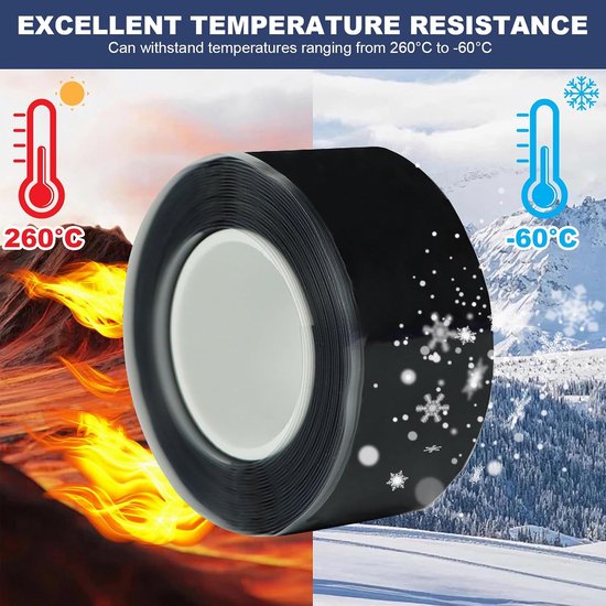 Zelfsmeltende siliconen band, waterdichte reparatietape, multifunctionele zelfversmeltingstape elektrische band voor noodleidingen en waterslanglekken — afbeelding 4