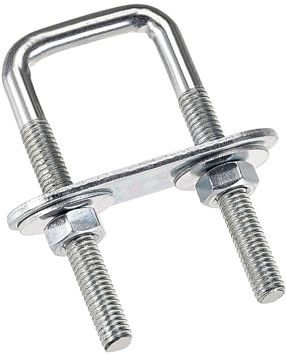 U-bouten 3/4" (20mm) binnenbreedte koolstofstaal M6 met moeren, frameplaat, ronde sluitringen