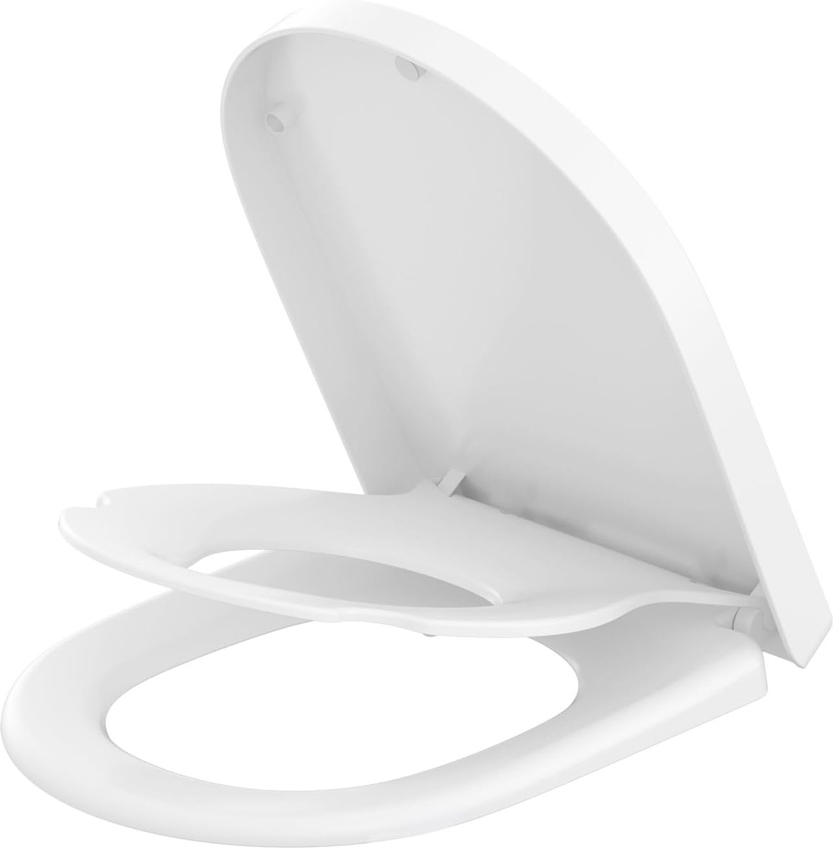 SnelShoppen - D-vormige WC-bril met Magnetisch Kinderzitje, Softclose Toiletdeksel met Verstelbare Scharnieren, Toiletzitting voor Volwassenen en Kind