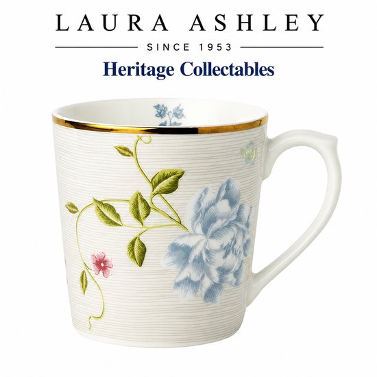 Laura Ashley Heritage Collectables Mok - Koffiemok - Theemok - Cobblestone Pinstripe - 32 cl.