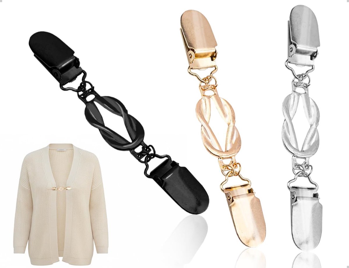 3 stuks cinch-clips, kledingclips voor truien, cardigan, wanten, jassen, sjaal, shirt, broek, nauwer maken voor volwassenen, mannen en vrouwen (3 kleuren)