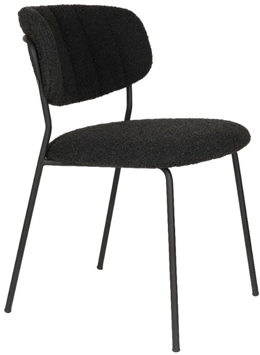 ANLI STYLE Chair Jolien Black/Black Bouclé - set van 2
