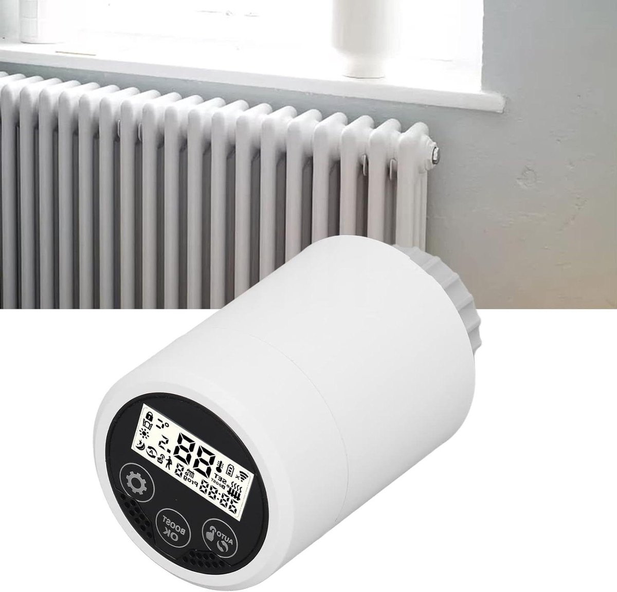 Slimme Thermostaatkraan - Radiatorregelaar - Temperatuur Regelen - Wekelijks Programmeerbaar - M30x15 mm - Wit