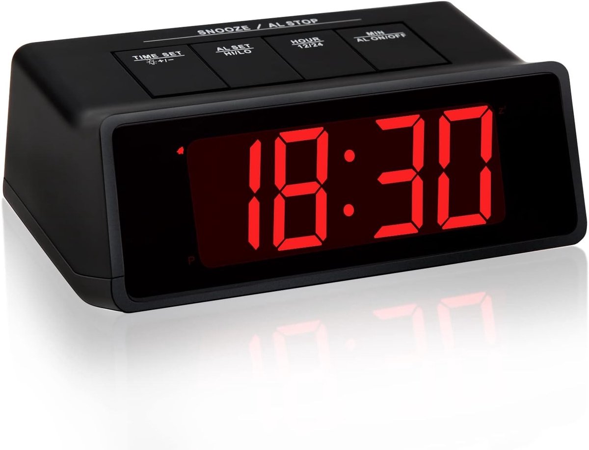 Digitale LED Weerkleurige Alarmklok met Snoozefunctie, Batterijgevoed, Groot Display en Instelbare Helderheid voor Ouderen en Volwassenen