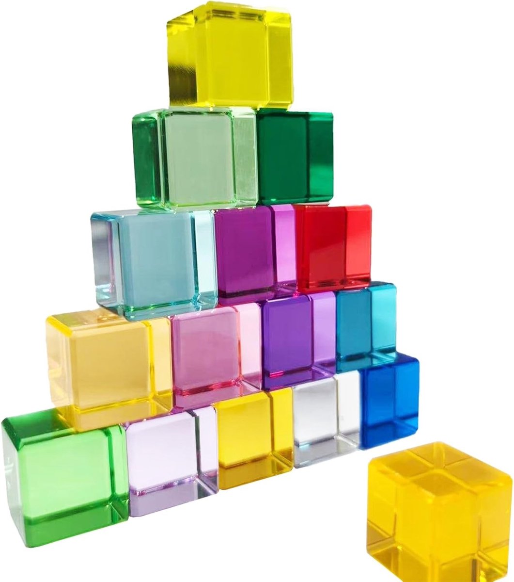 Kleurrijke Regenboog Bouwblokken Set van 16 Stukken, Educatief Stapel Speelgoed voor Kinderen, Creatief en Interactief Speelgoed voor Kinderen vanaf 3 Jaar