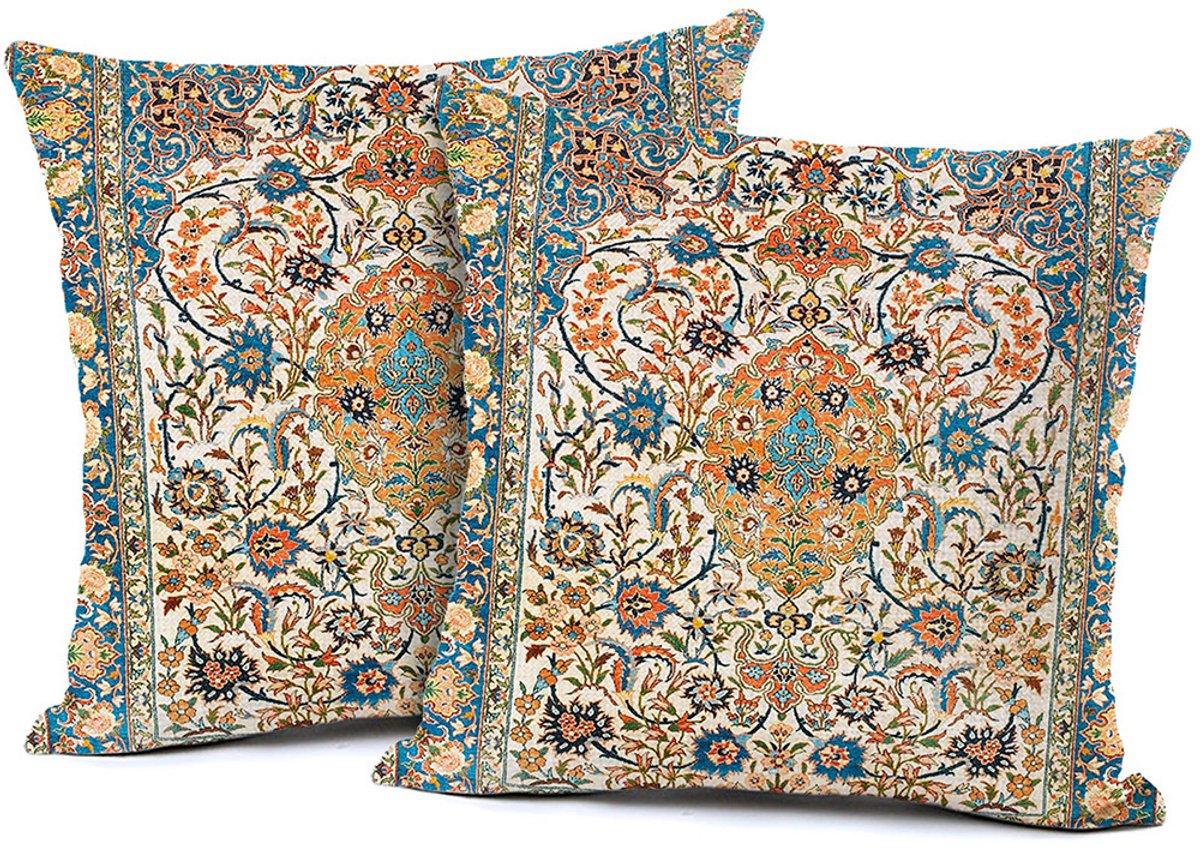 KZQ Kussenslopen - Set van 2 vierkante decoratieve kussenslopen in Boheemse stijl, zacht en duurzaam - Geschikt voor banken, woonkamers en slaapkamers - 50x53 cm - Patroon