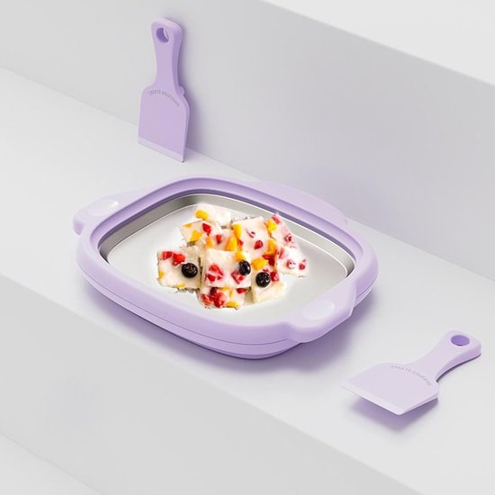 Opgerolde ijsmachine - Rolled ice maker dessert - Desserts maken - Roestvrij staal - 25.2 x 19.4 cm - Paars — afbeelding 2