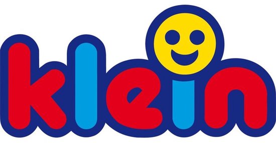 Klein logo met rode letters en een lachend geel gezichtje met blauwe ogen en mond.