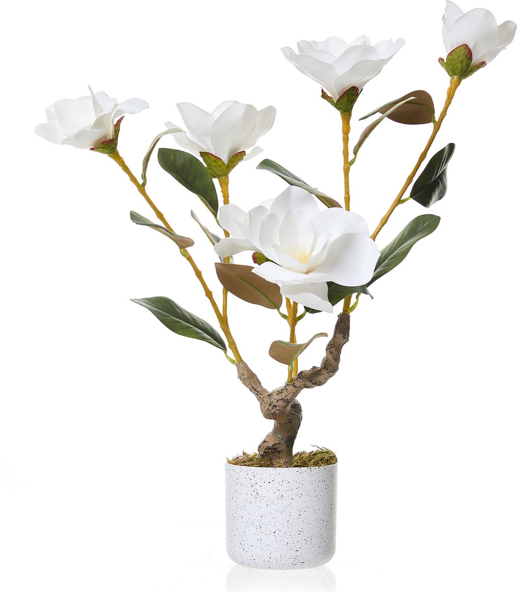 Triumpunpre Kunstmatige magnolia bloem 60 cm, hoogwaardige kunstbloem, kunstmatige magnolia in pot, geschikt voor diverse omgevingen.