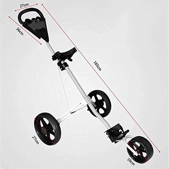 Golf Push Cart - Golftrolley 3-wiel - Golfen op de baan - Lichtgewicht aluminium frame - 165 cm totaal - Zwart — afbeelding 3