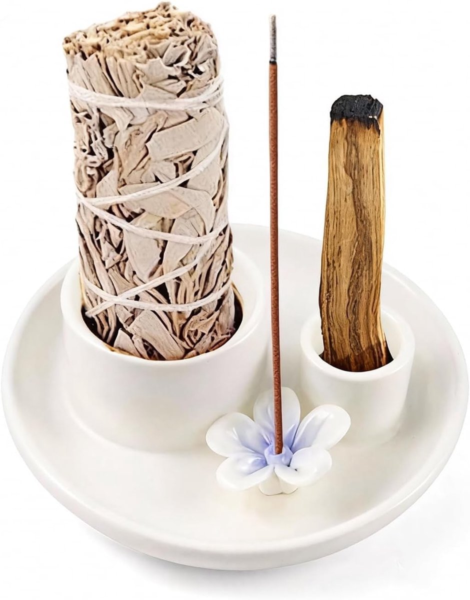 Multifunctionele keramische wierookhouder voor wierookstokjes, salie en meditatie - Perfect voor yoga en zen ontspanning