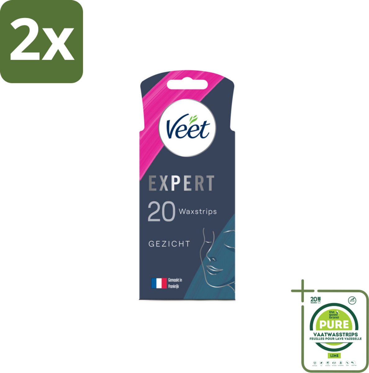 Veet Expert - Ontharingsstrips - Gezicht - Gevoelige Huid - 20 strips - Voordeelverpakking - 2 stuks - Ontharingsstrips gezicht - Ontharen gezicht