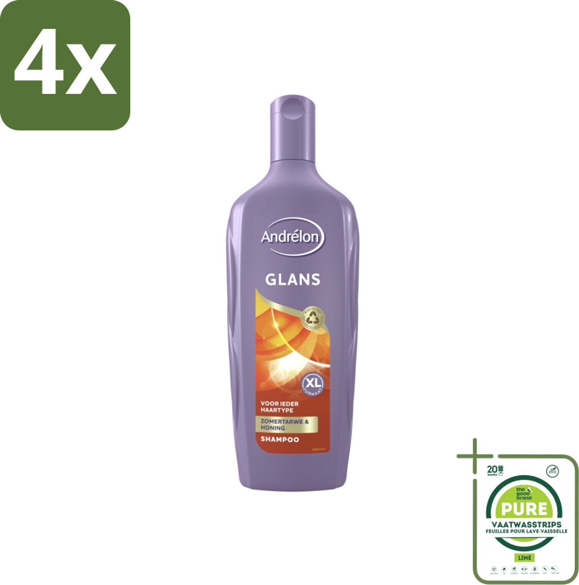 Andrélon - Glans - Shampoo - 450 ml - Voordeelverpakking - 4 stuks - Glans shampoo - Haarverzorging