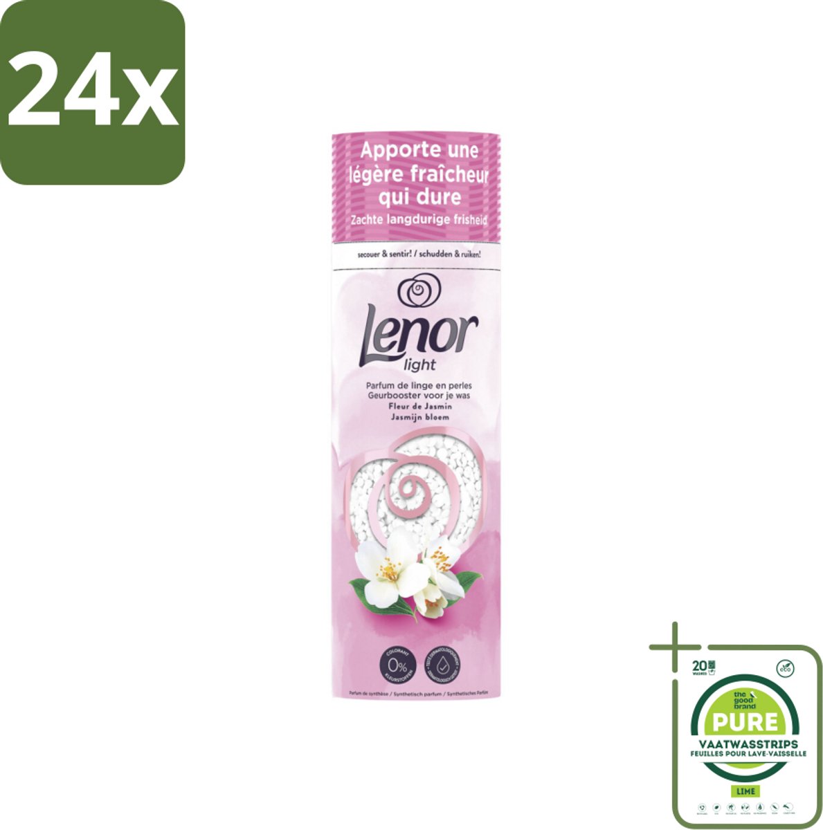 Lenor Light - Geurbooster - Jasmijn - Non-Stop Frisheid - 19 Wasbeurten - Voordeelverpakking - 24 stuks - Lenor Geurbooster - Wasgeur