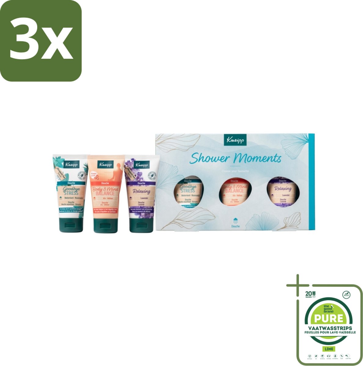 3 x Kneipp - Shower Moments Geschenkset - Grootverpakking - Douchegel - Cadeauset - Kneipp - Natuurlijke Geuren - Etherische Oliën