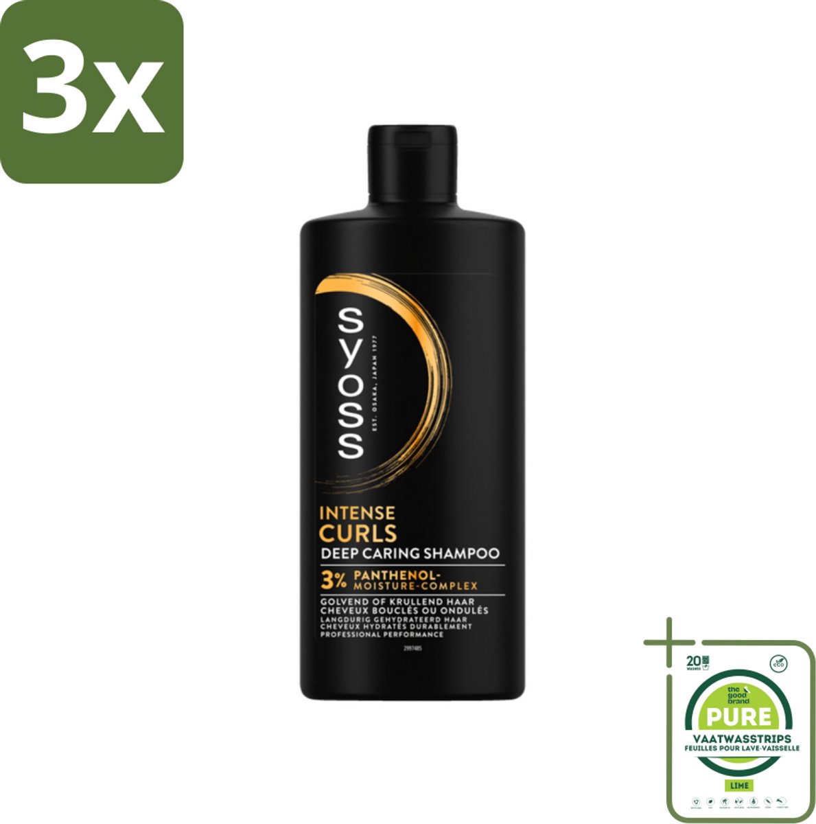 3 x SYOSS - Curls Intense - Shampoo - Langdurige Styling - 440ml - Grootverpakking - Krullen Shampoo - Krulverzorging - Hydraterende Shampoo - Anti-pluis Shampoo - Shampoo Voor Krullend Haar