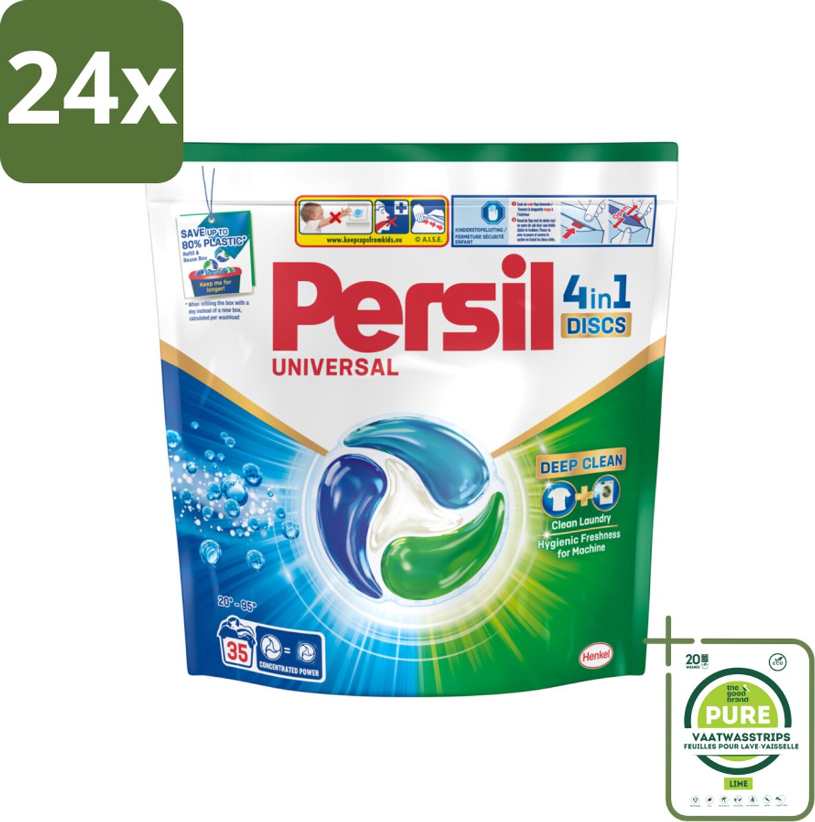 Persil - Wasmiddel - Discs Universal - Voor Witte Was - 35 wasbeurten - Voordeelverpakking - 24 stuks - Wasmiddelen - Waspoeder