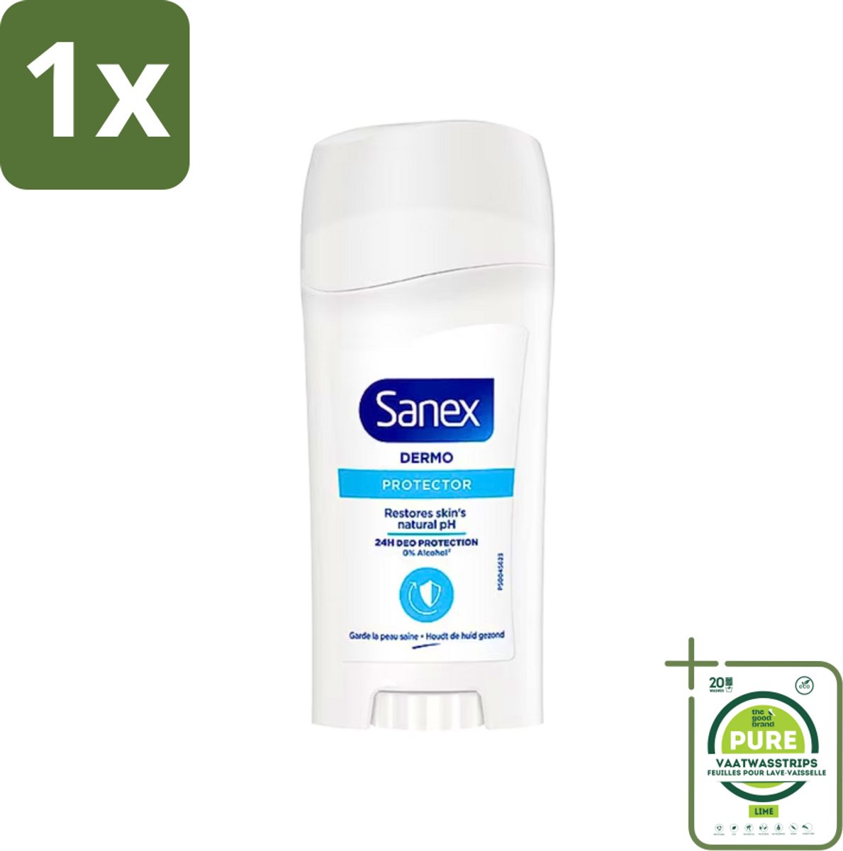 1 x Sanex - Deodorant Stick - Dermo Protector - Huidvriendelijke Formule - 65 ml - Sanex Deodorant - Deodorant Stick - Deodorant Voor Normale Huid - 24 Uur Bescherming - Alcoholvrij Deodorant