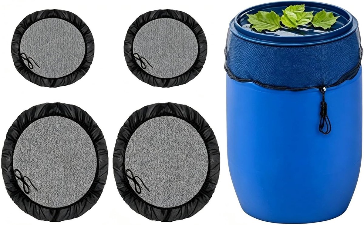 MINGBOLIN Regentonnet, 4 stuks, afdekking met trekkoord, verstelbaar regentonnet, diameter 120 cm en 85 cm - ShopVlot