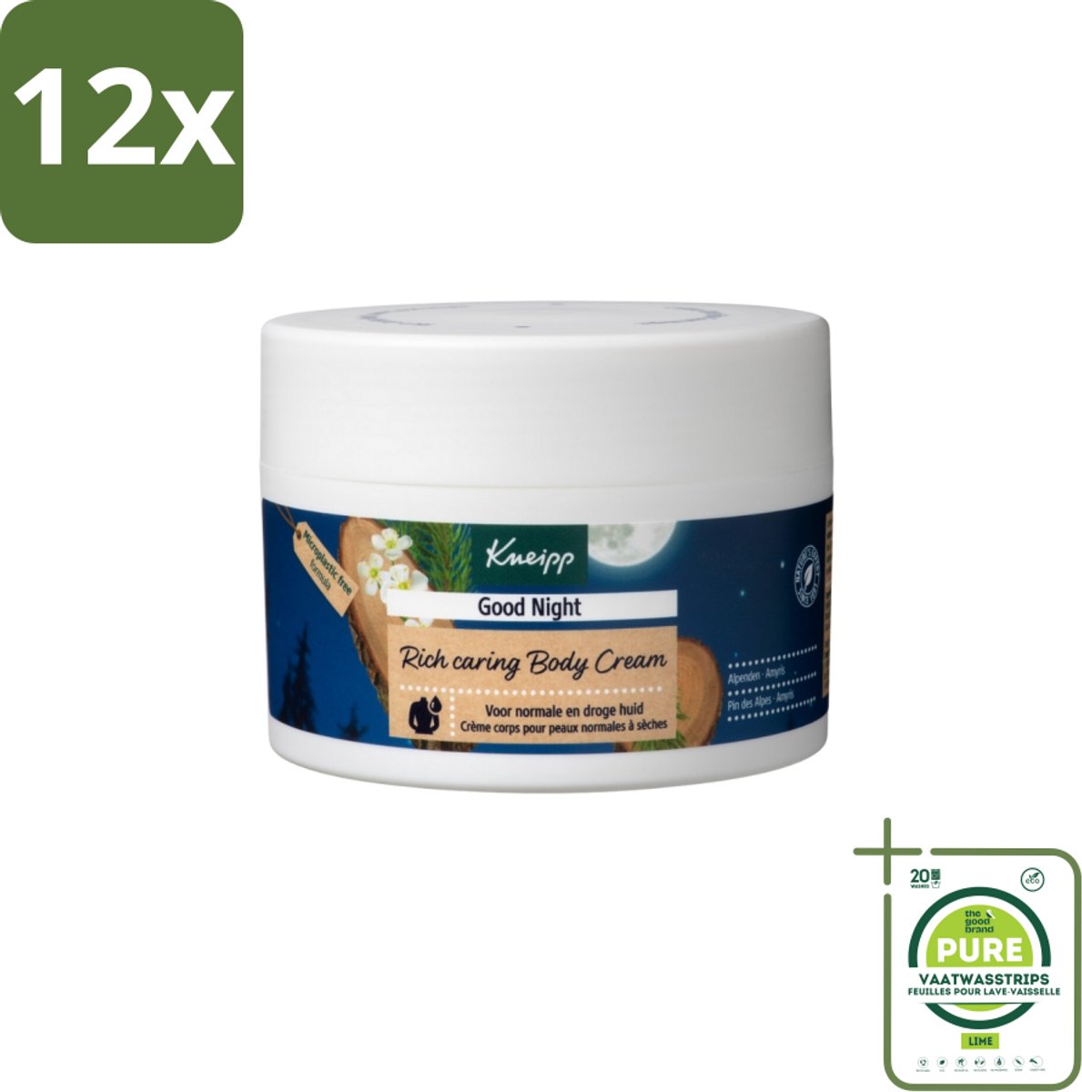 Kneipp - Body crème - Good Night - Alpenden & Amyris - 200 ml - Voordeelverpakking - 12 stuks - Nachtcreme - Huidverzorging
