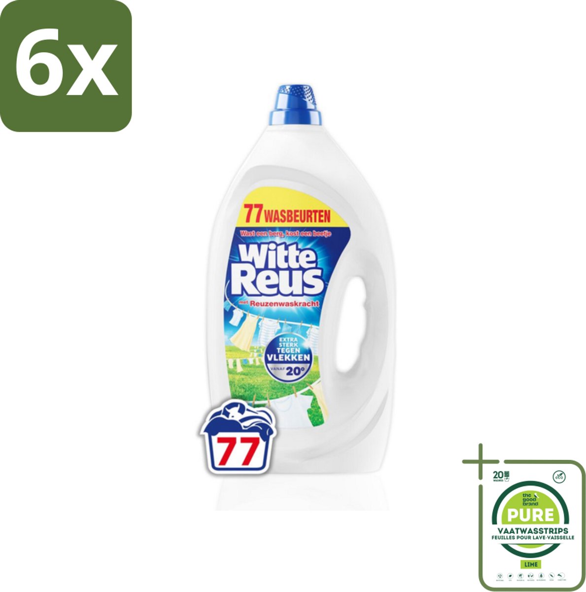 Witte Reus - Vloeibaar Wasmiddel - Witte Was - 77 Wasbeurten - Voordeelverpakking - 6 stuks - Witte was - Wasmiddel
