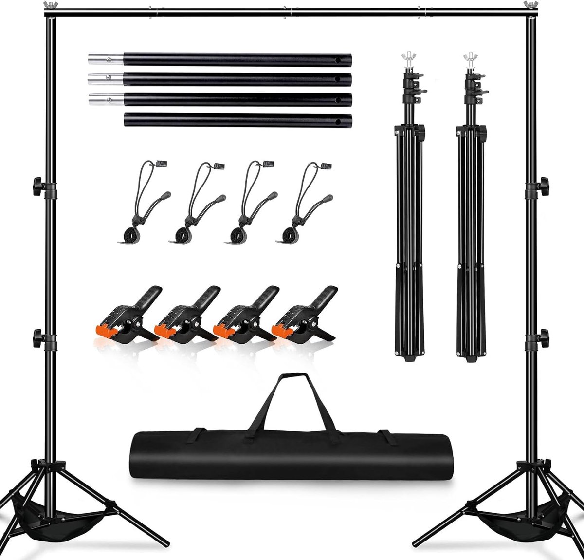 Heysliy Achtergrond Stand Kit, 3m x 2m (9.8ft bij 6.5ft) Fotografie Achtergrond Stand, Verstelbare Hoogte en Breedte - ShopVlot