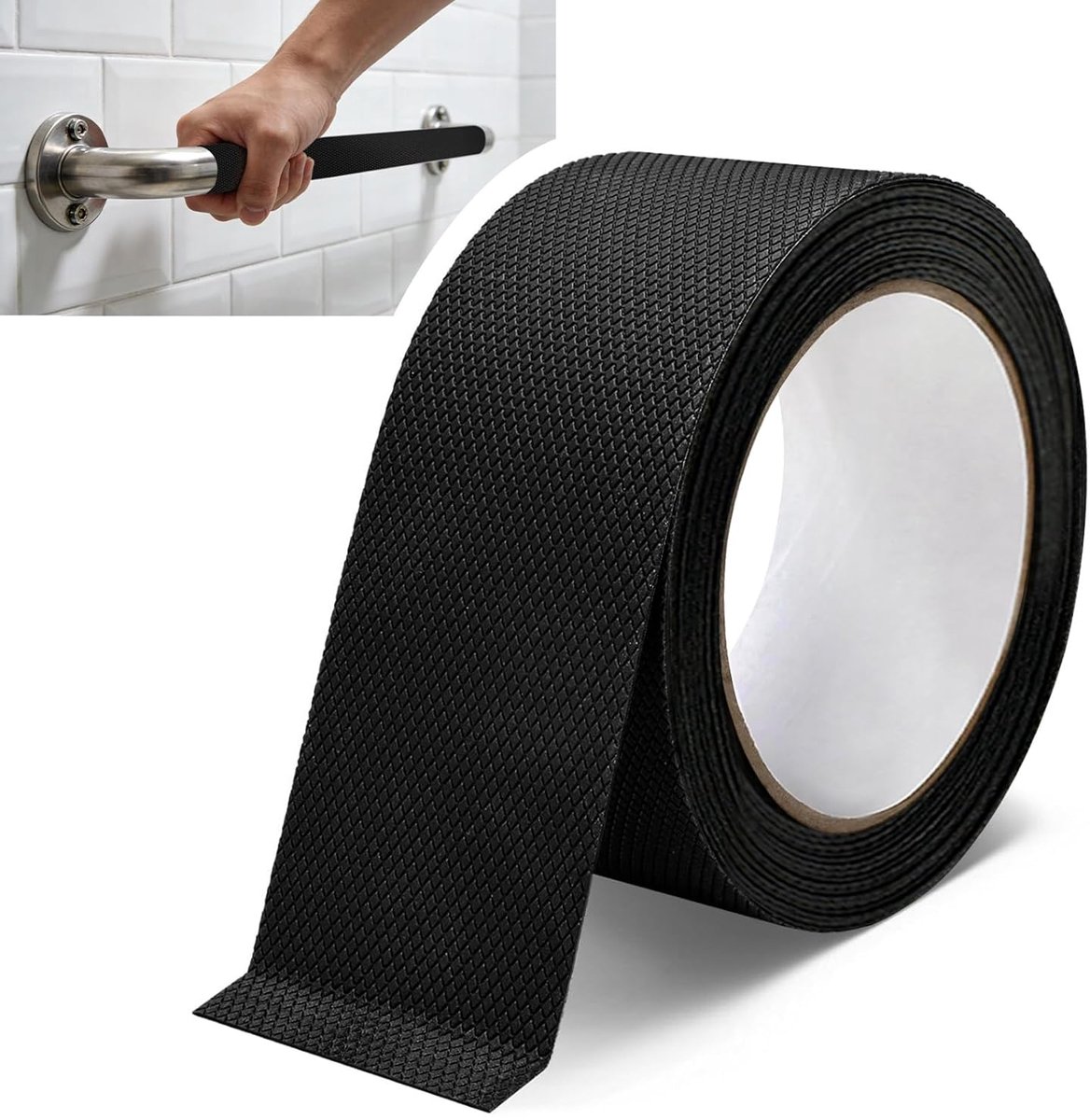 SnelShoppen - Rubber Griptape 5CM x 5M Antislip Tape met Diamantpatroon, Waterdichte Niet-slip Hechtband voor DIY Gereedschap en Gadget Handgrepen, Zw