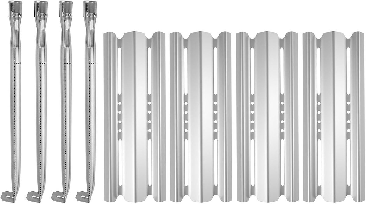 SnelShoppen - Grill Flavorizer Bars en Branderset voor Gasbarbecue, RVS, 4 Stuks, Geschikt voor Napoleon 485 605 730, Mirage, Prestige 500, Rogue 365,