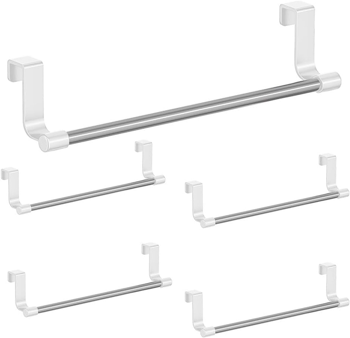 SnelShoppen - 5 Stuks Keuken Handdoekhouder voor Keuken, Badkamer en Slaapkamer | Carbon staal & ABS, 23×4×6cm, Waterproof & Roestvrij, Geen Boren Nod