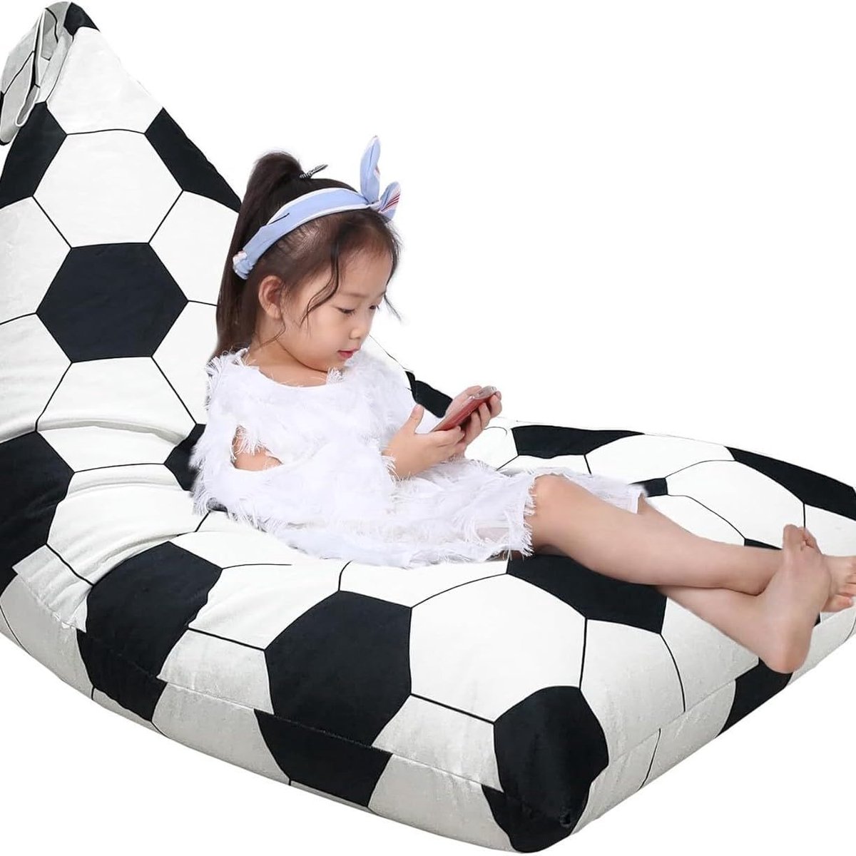 SnelShoppen - Zitzak voor knuffeldieren kinderen 127x72x72 cm, zachte pluche speelgoedorganizer met rugleuning, grijs/zwarte strepen, 200 liter opslag