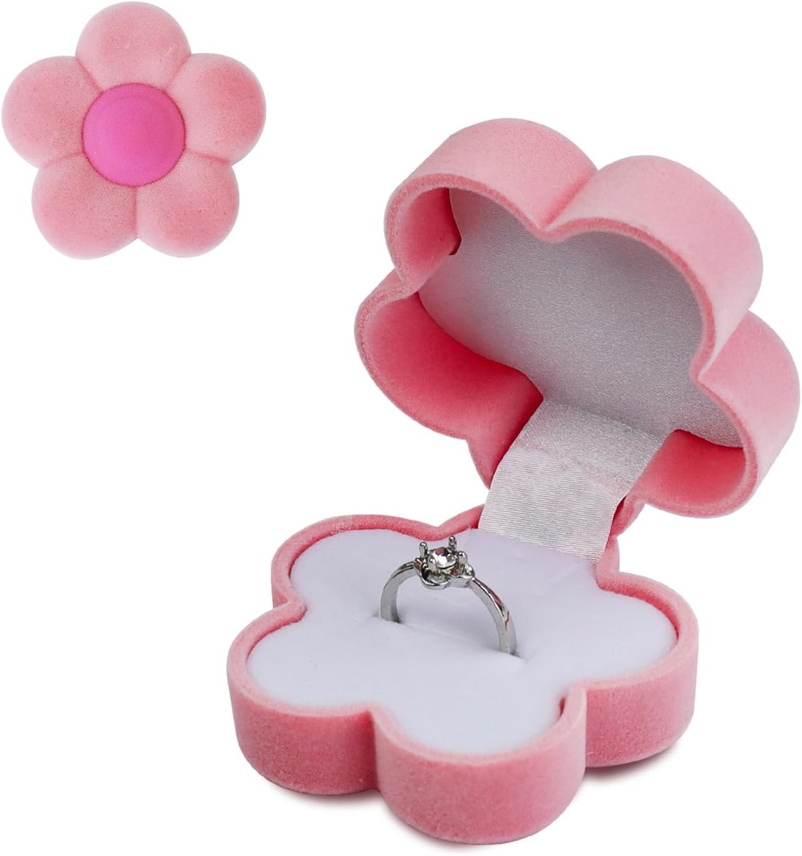 SnelShoppen - Trouwringen Doos, 2 Stuks Schattige Bloemen Sieraden Dozen Mini Oorbellen Mode Kleine Ring Doos voor Voorstel Verloving Bruiloft Ceremon