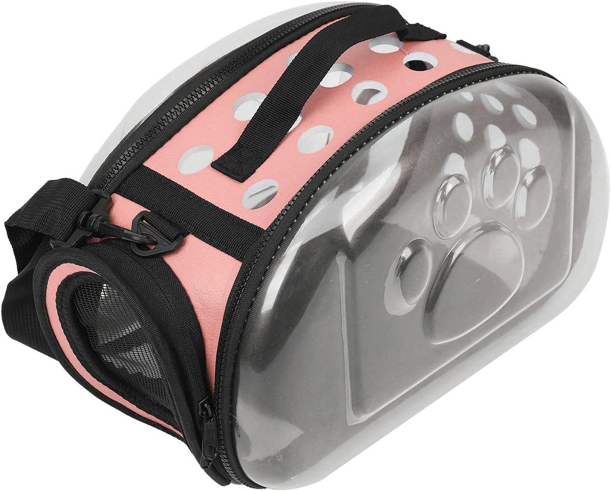 Hondendraagtas Opvouwbaar - Draagtas Kat Puppy - Buitenreizen Huisdier - Transparant Ventilatiegaas - 36 x 20 x 5 cm - Roze
