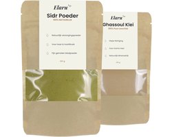 Elaru Haarverzorgingspakket - Sidr Poeder 100 g & Ghassoul Klei 150 g - Natuurlijk Verzorgingspakket voor Haar en Hoofdhuid