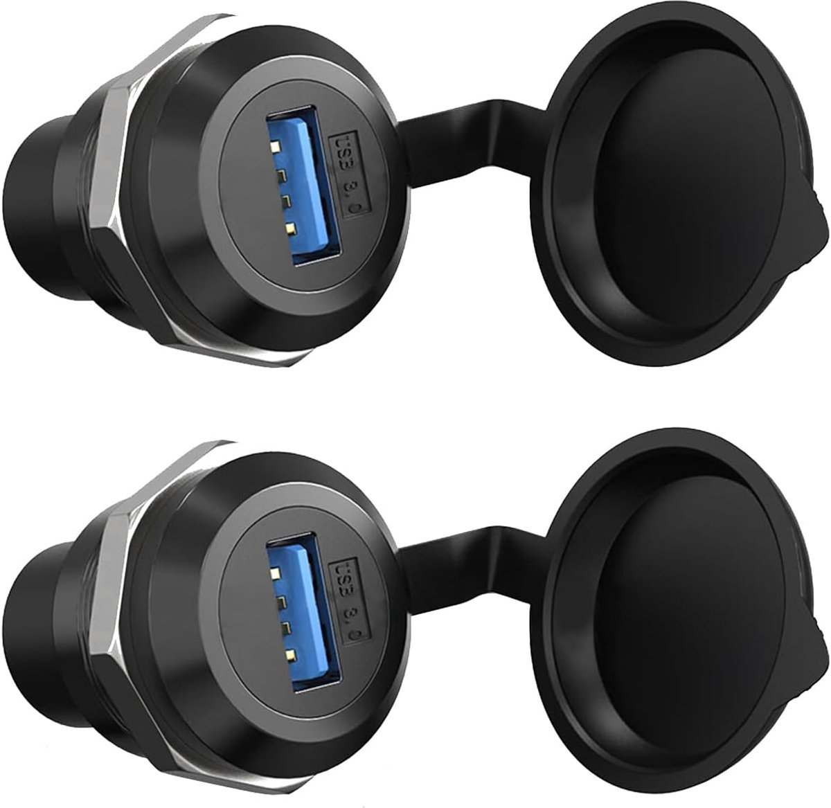 2 Stuks USB 3.0 paneelmontagekoppeling, USB A vrouwtje naar vrouwtje connectoradapter met stofkap