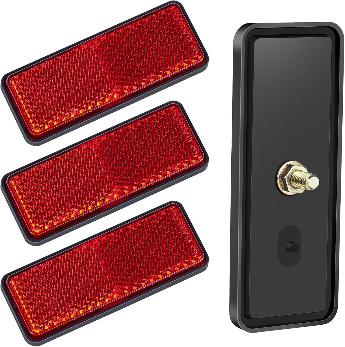 stickers, 2 stuks, rechthoekig, reflecterend, rood, voor auto