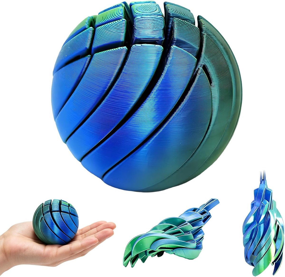 Ball Fidget Speelgoed, 7cm Tandwielbol, 3D-geprinte tandwielbol, Steampunk draaiend wonder fidget, 3D-geprint fidgetspeelgoed, anti-stress speelgoed voor volwassenen