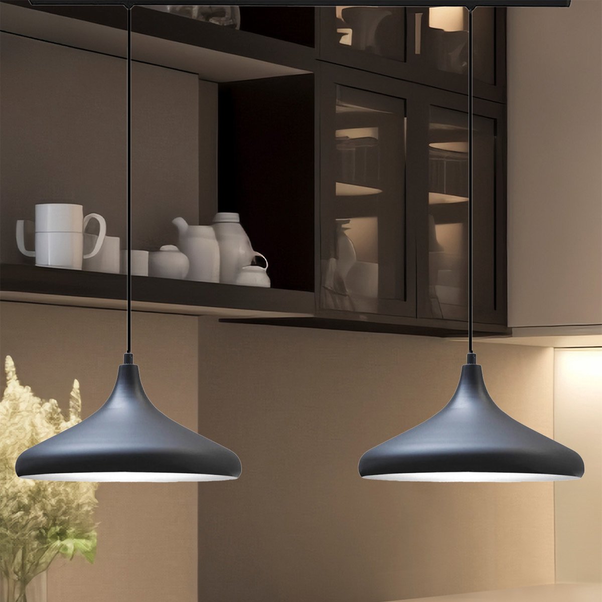 Bamyum Champion hanglamp, industriële Modern stijl, Ø35 cm, zwart metalen lamp
