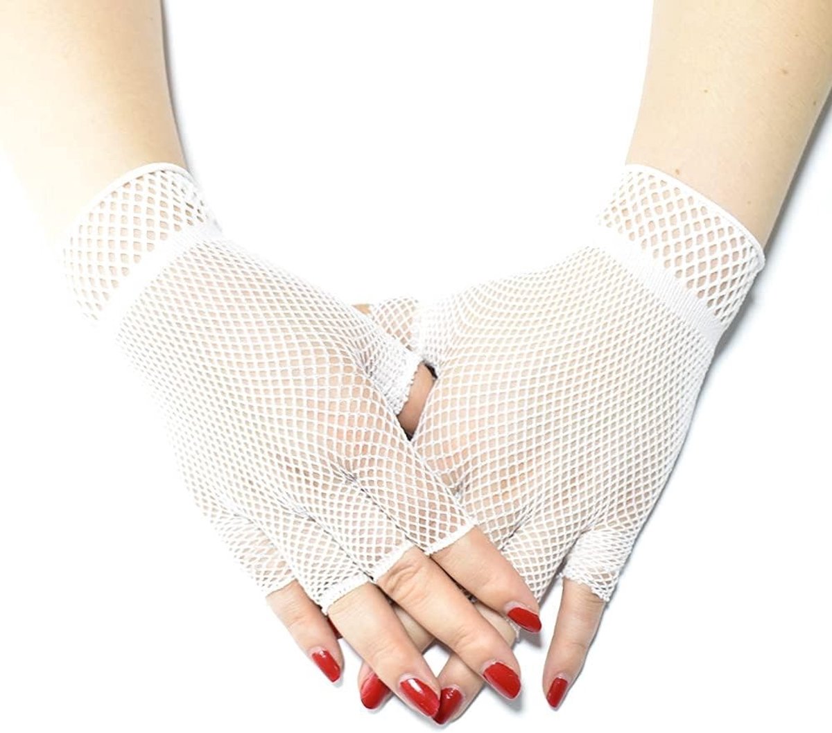 Lange Vingerloze Net Handschoenen voor Avondkleding, 80s Kostuums en Halloween Cosplay Accessoires