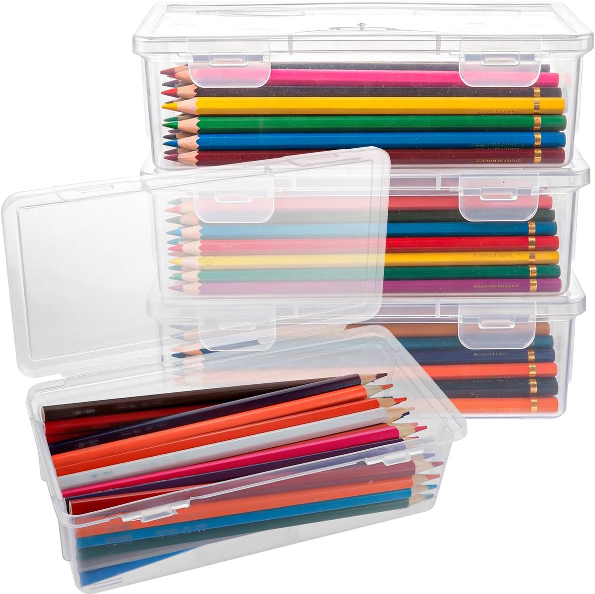8 stuks opbergdozen met klikdeksel, 19 x 9,5 x 6 cm, pennenorganizer