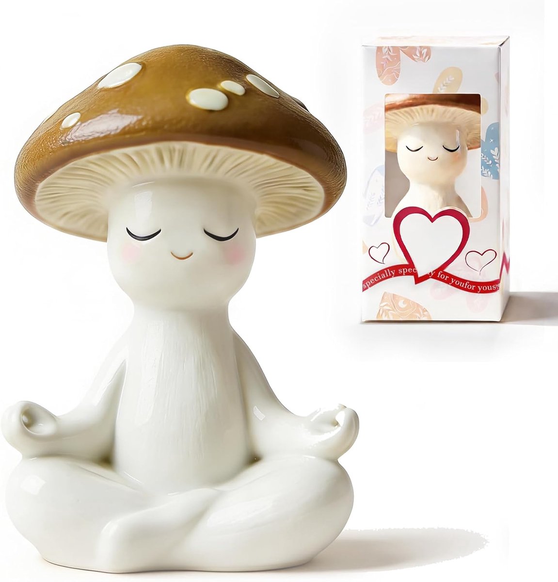 Huisdecoratie Schattige Meditatie Paddenstoel Beeldjes voor Tuin, Kantoor, Badkamer, Kamerdecoratie Bureauaccessoires Ornamenten Zen Yoga Plantenstandbeelden Kleine Kerstmis, Verjaardag