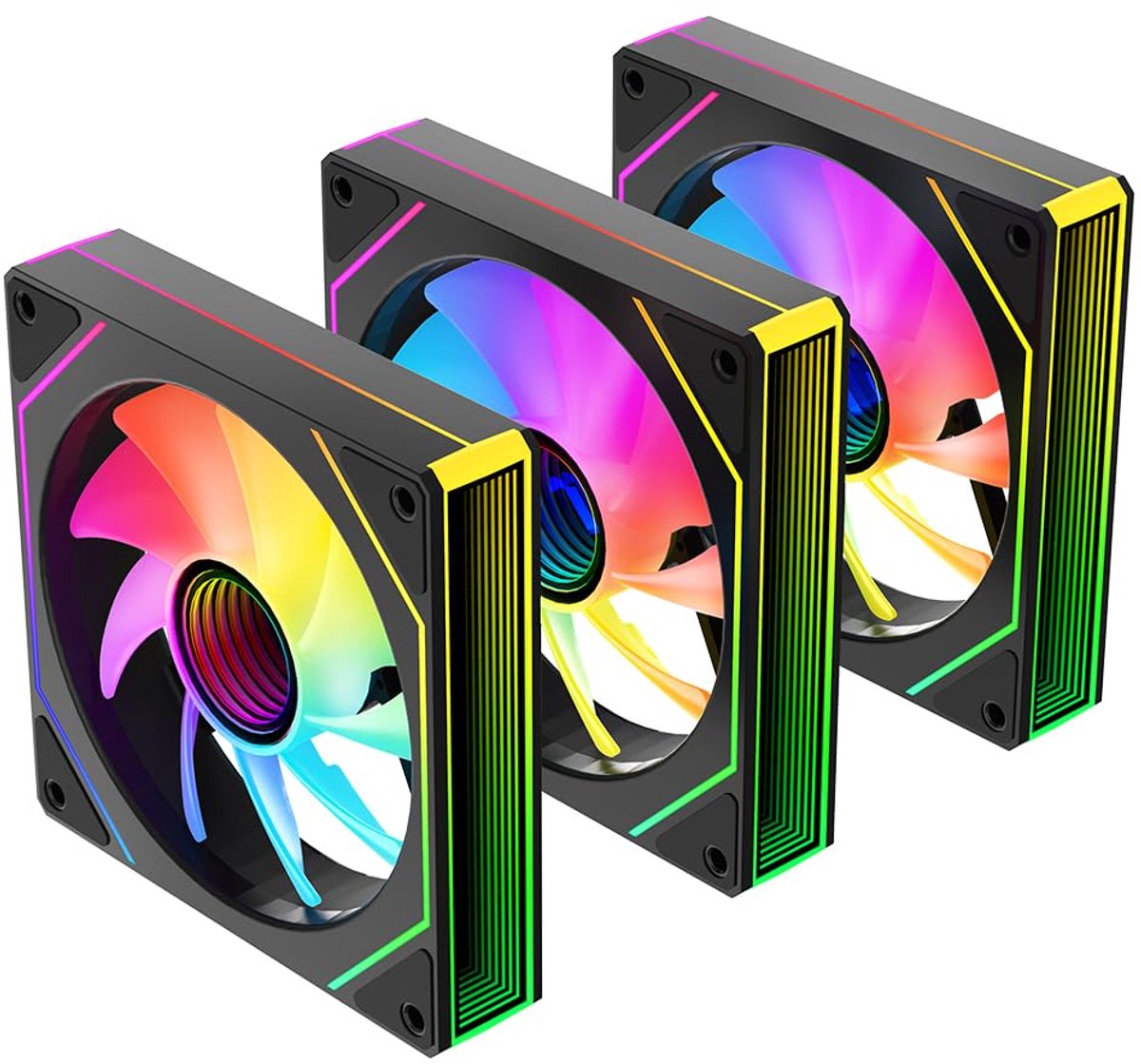 Prism 4MAX 120 mm Infinite Mirror ARGB PC Fan with PWM Control and ARGB Effect (BK×3, Forward)