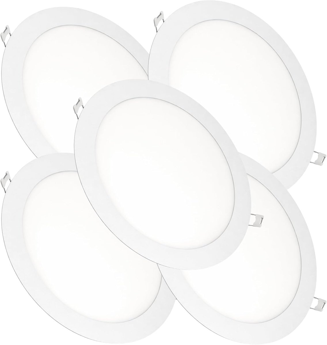 Set x 5 Led Downlights Rond Inbouw, 18W, 1500 Lumen, Slank 13 mm