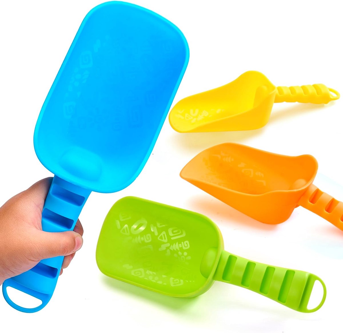 Strandzandschoppen voor kinderen – 4-pack Kleurrijke schopjes, zandspeelgoed voor reizen voor peuters, ideaal om buiten te woelen