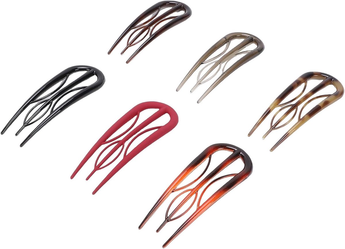 Franse Haarvorken Antislip U-vormige Haarspelden voor Vrouwen Glanzende Matte Afwerking Haaraccessoires voor Fijn Dik Haar Luipaardprint Schildpadontwerp (6-delige set)