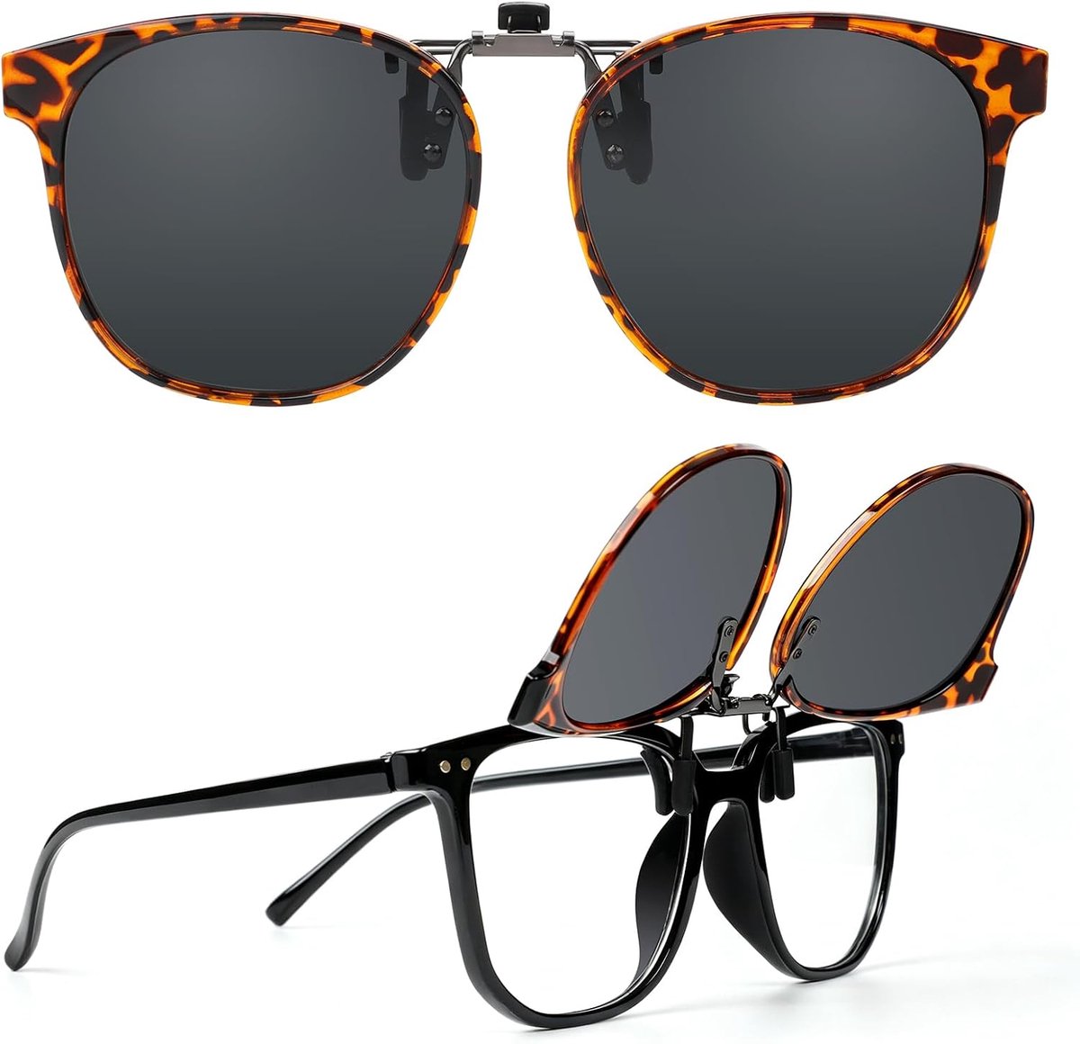 Clip-On Zonnebril Voor Herenbrillen, Montuur met Luipaardprint, Clip-On Zonnebril voor Dames, Zonnebril Voor Brildragers, Voor Autorijden, Vissen