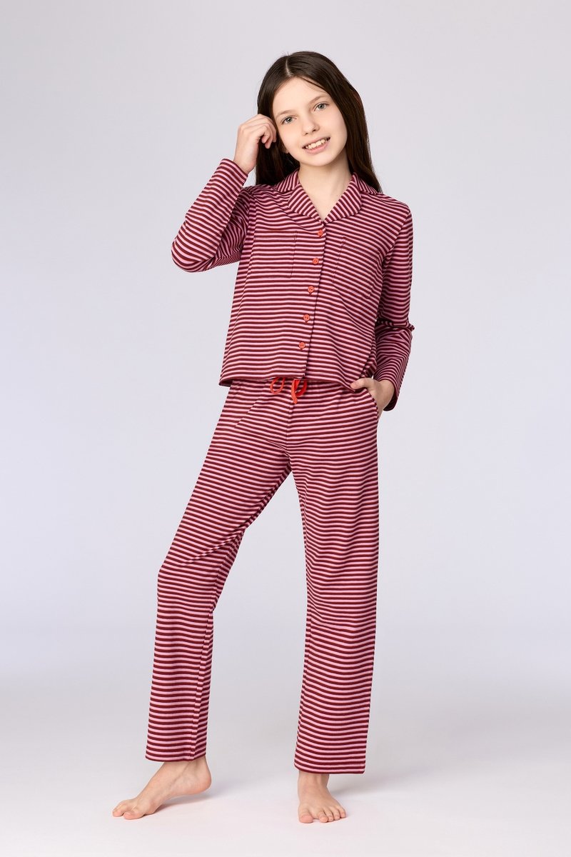 WOODY MEISJES PYJAMA ROZE STREEP - 6 jaar