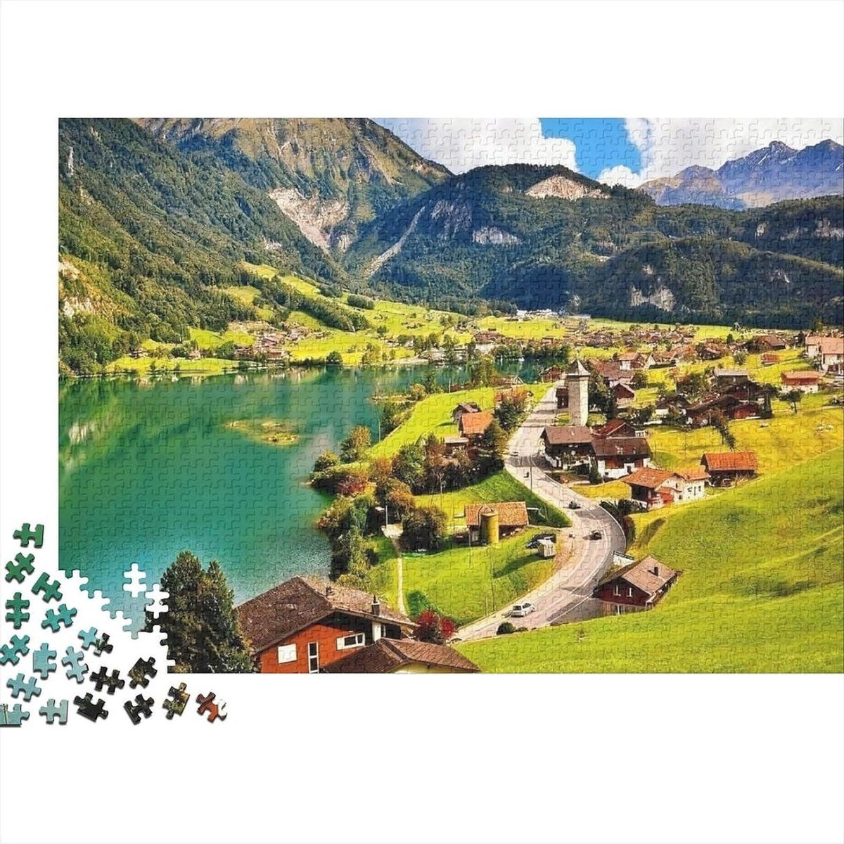 Legpuzzel 1000 stukjes - Landschap Puzzel - Ontspanning en Educatie - Recyclebaar Materiaal - 38x26 cm - Alpine Countryside